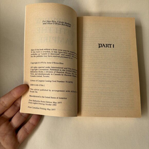 📚3/20$ Interview with the Vampire by Anne Rice - Vintage 1993 Edition - - Picture 2 of 7